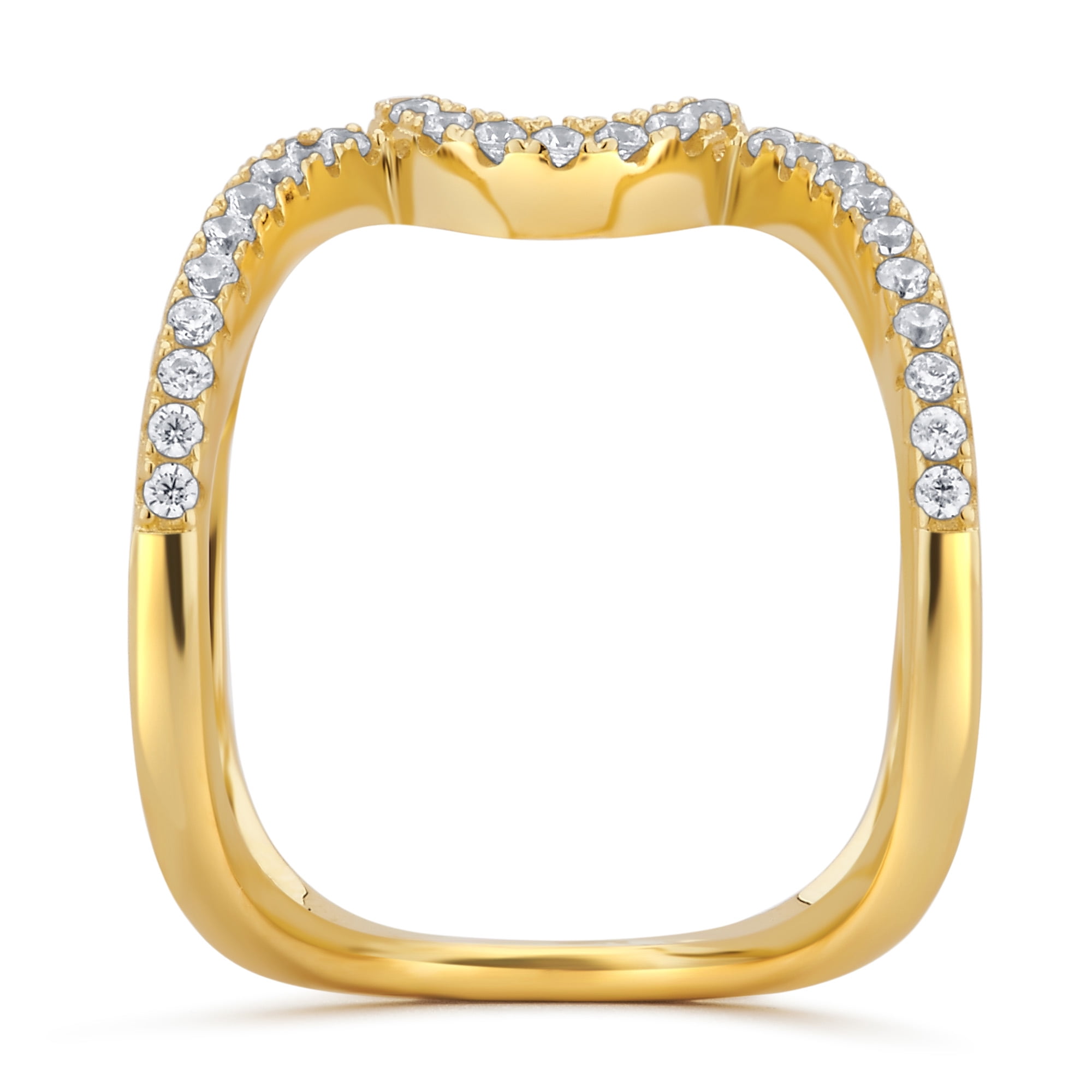 1.00 Carat T.W Cubic Zirconia "X" Cross Gold Tone Sterling Silver Fashion Rings