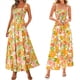 thumbnail image 3 of Vestido de Verano para Mujer, Sin Mangas, Fruncido, Estilo Bohemio, con Tirantes Finos, Corte en A, Fluido, para Playa, Amarillo, Talla L, 3 of 7