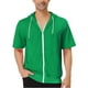 thumbnail image 1 of INSPIRAR CHIC Sudaderas de manga corta para hombres del Día del Padre, chaquetas con capucha de color sólido, con cremallera, XL Verde Brillante, 1 of 7