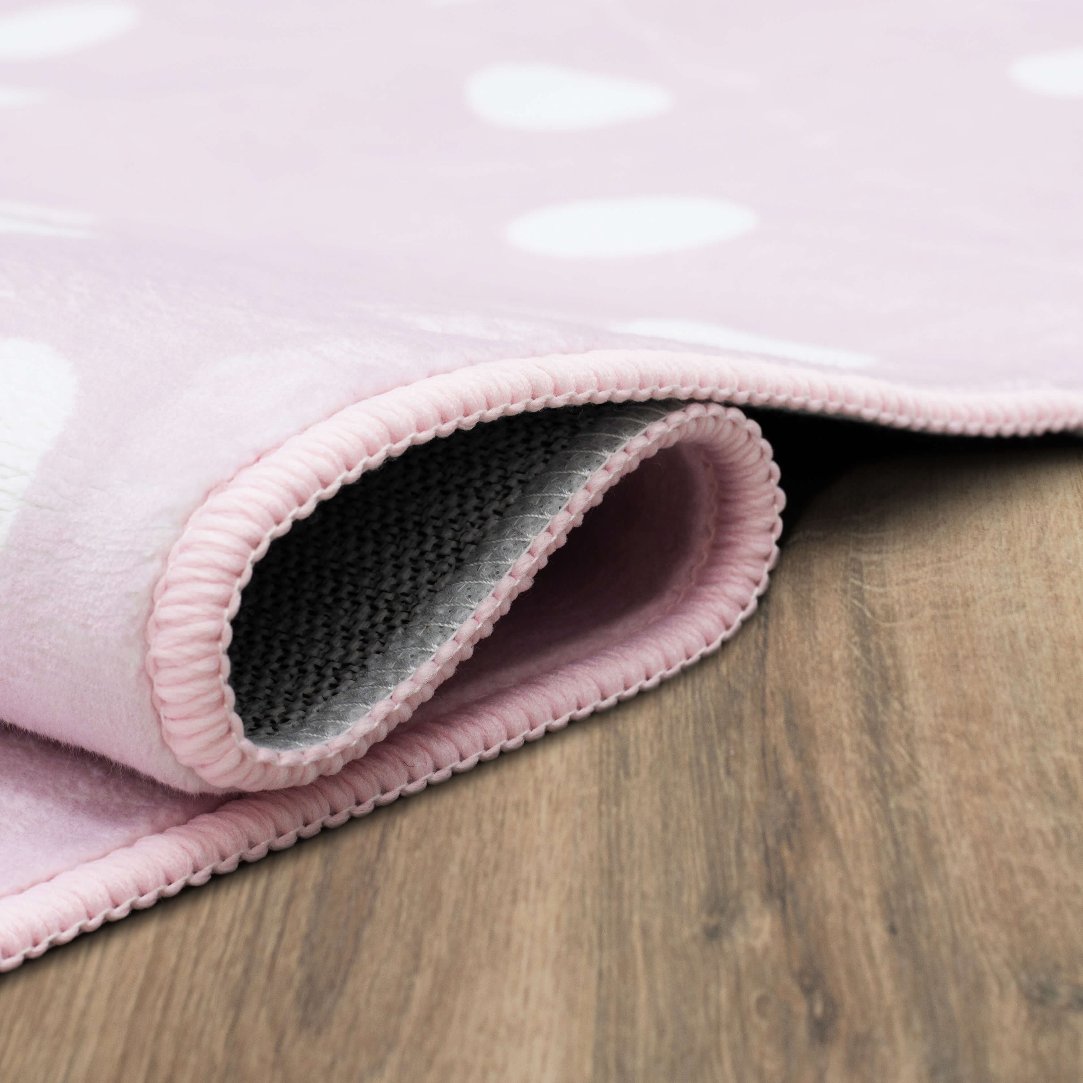 Mohawk Home Kids Collection Polka Dots Low Pile Stain/Fade Resistant Printed Indoor Area Rug, Pink, 8' x 10'