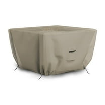 COVERS&ALL Outdoor Square Firepit Cover 600 D Oxford Fabric - Water repellent/Weather Resistant Patio cover with Air pockets and Drawstring for Snug fit. (30"L x 30"W x 12"H, Beige)