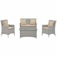 thumbnail image 2 of Modway Pont 4 Pièces Extérieur Patio Conversation Ensemble avec Oreiller en Beige, 2 of 5