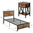 thumbnail image 7 of VECELO 3-Piece Bedroom Set with Twin Size Bed Frame and 1-Drawer Brown Nightstands, 7 of 7