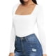 thumbnail image 3 of Gibobby bodysuit mujer completo Conjunto de mono sexy de cuello bajo para mujer Conjunto de mono de manga larga con tops sólidos Conjunto de corto sexy de manga larga (Blanco, M), 3 of 5