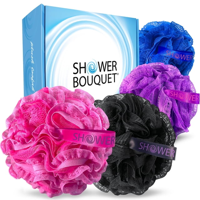 Esponja de baño Loofah, ramo de flores, malla de encaje caliente, 60 g