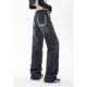 thumbnail image 2 of Pantalones vaqueros de pierna ancha para mujer, Jeans negros y grises, cintura alta, sueltos, rectos, diseño elástico, moda, estilo Y2K, nuevo, 2 of 5