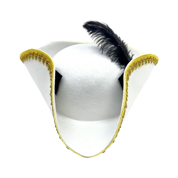 Pirate Hat Tricorn Feathered Cap Felt Material Adults Cosplay Stage Festival Party Accessory