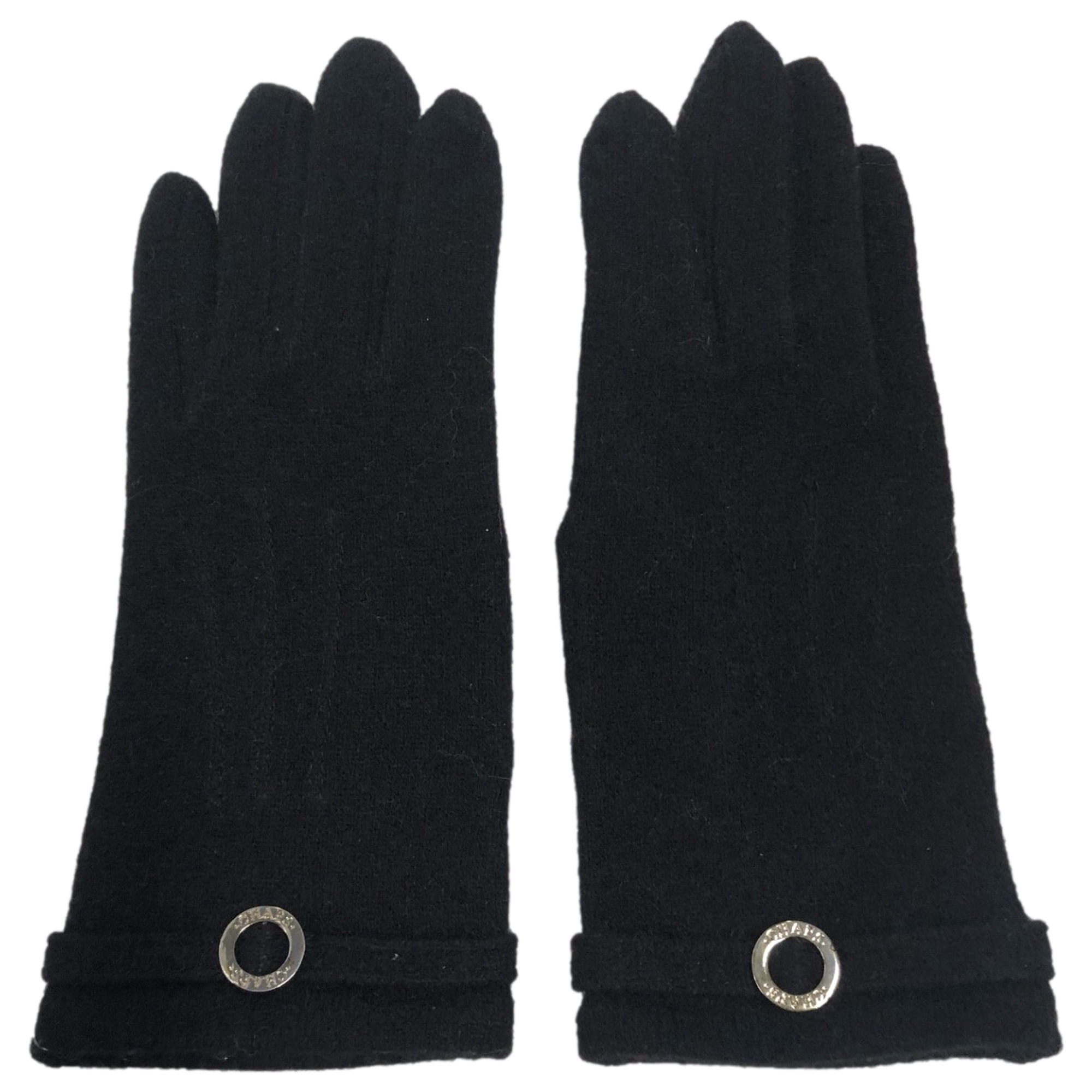 Chaps Womens Sleek Black Wool Blend Gloves Small/Medium