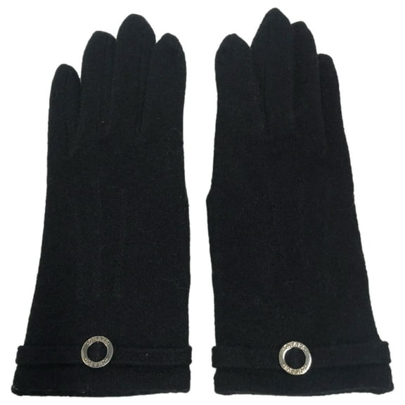 Chaps Womens Sleek Black Wool Blend Gloves Small/Medium