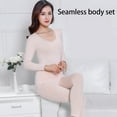 thumbnail image 6 of Thermal Underwear Women Long Sleeve Top Pants Seamless Winter Warm Clothing Ladies Bodysuit Undershirt Female Pajamas Lingerie Skin Color, 6 of 10