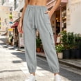 thumbnail image 2 of Iugvhana Womens Casual Jogger Pants Textured Loose Fit Elastic Waist Drawstring Multi Pocket Outdoor Sports Hiking Travel Cargo Pants Gray XXXL, 2 of 8