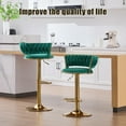 thumbnail image 4 of Homefun Velvet Woven Bar Stools Set of 2, Modern Height Adjustable Swivel Barstools Counter Chairs with Back & Gold Metal Base for Pub, Kitchen, Cafe (Emerald), 4 of 10