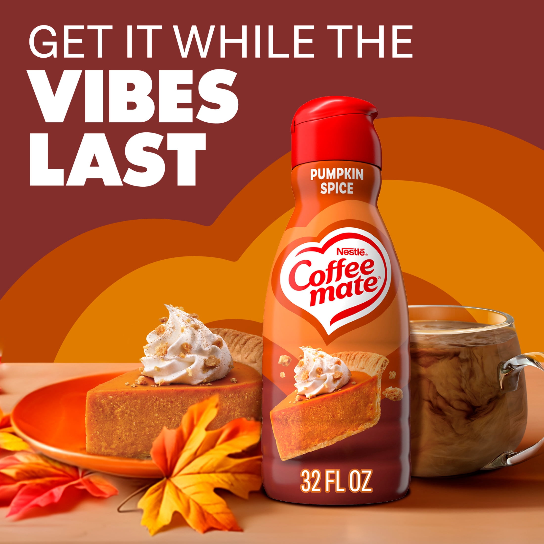 Coffee mate Pumpkin Spice Coffee Creamer, Non-Dairy, Sweet Like Pumpkin Pie, 32 fl oz Bottle