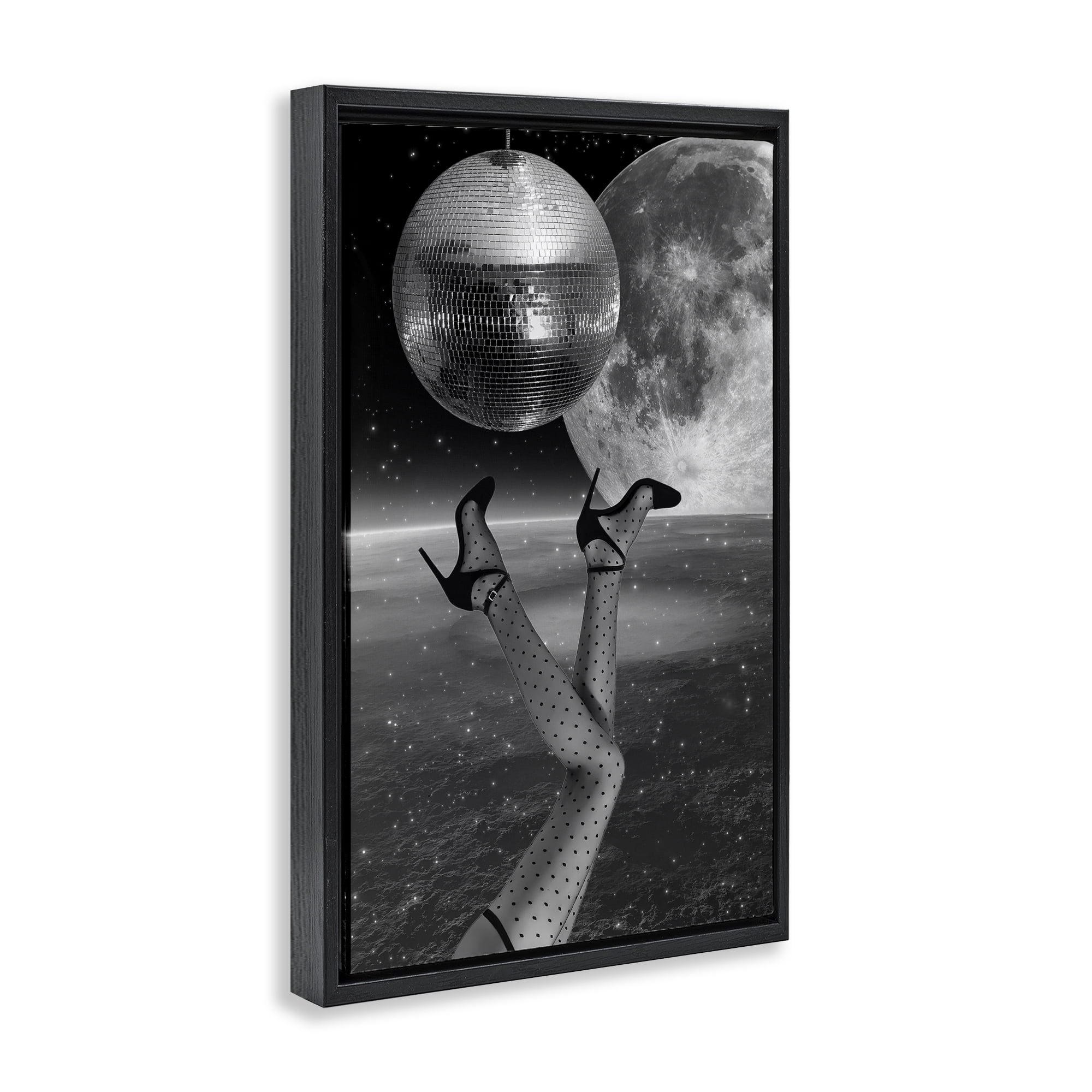 Hangin' Over Disco & Planet Black Framed Floater Canvas Wall Art, design by Elo Marc