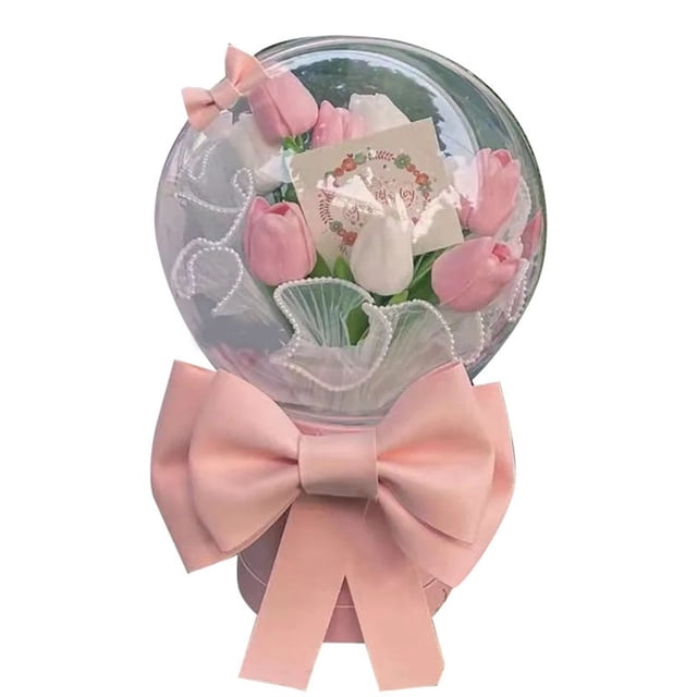 Ramo de tulipanes DIY para novias Artesanía Exquisitos ramos de flores artificiales Flores falsas para decoración de bodas Rosa Blanco Tamaño libre