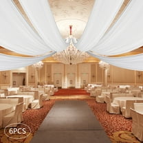6 Panel White Chiffon Ceiling Drapes Wedding Draping Curtain Stage Background Decor 30*5ft