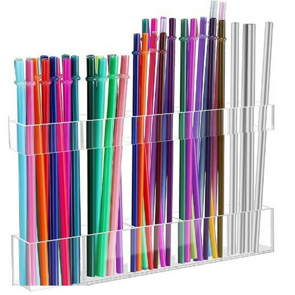 Advancent Estante para pajitas de gabinete, dispensador de pajitas reutilizables, estante de almacenamiento, ahorro, refrigerador de Organizadores de utensilios de cocina transparente