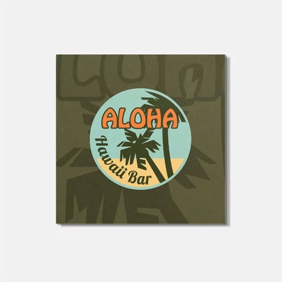 Aloha Hawaii Bar 4'' X 4'' Square Wooden Coaster