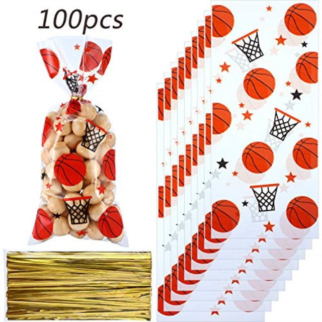 blulu 100 pieces basketball party treat bags basketball candy bags
