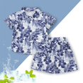 thumbnail image 3 of Odeerbi 1-8 Years Toddler Boys Summer Hawaiian Outfits Cotton Beach Tropical Print Short Sleeve Shirt Shorts Set Graphic Casual Two-piece Set Toddler Boys Clothes, 3 of 3