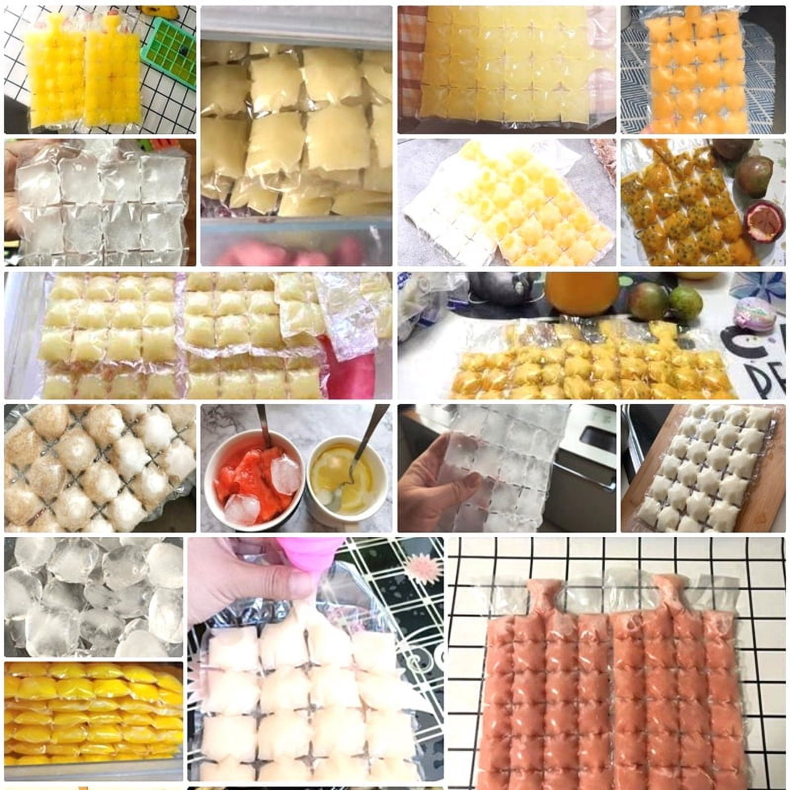 Disposable Self Seal Freezing Ice Cube Bag,Easy Release Molds,Cocktail Whiskey Ice Cubs,Cold Ice Pack Cooler Bag for Chill Drink
