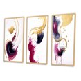 thumbnail image 3 of Designart "Peaceful Intensity Magenta and Gold Series II" Abstract Painting Framed Wall Art Set Of 3 - Gold Modern Frame Gallery Wall Set For Home Decor, 3 of 6