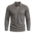 thumbnail image 6 of GEWSEY Mens Polo Shirt Long Sleeve Casual Button Dress Knit Golf Polo Shirt (Grey, M), 6 of 6