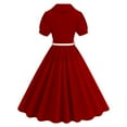 thumbnail image 5 of ITSAME Womens A-Frame Dress, Lapel Pleated Short Sleeve Elegant Tunic Maxi Dress Wine L, 5 of 9
