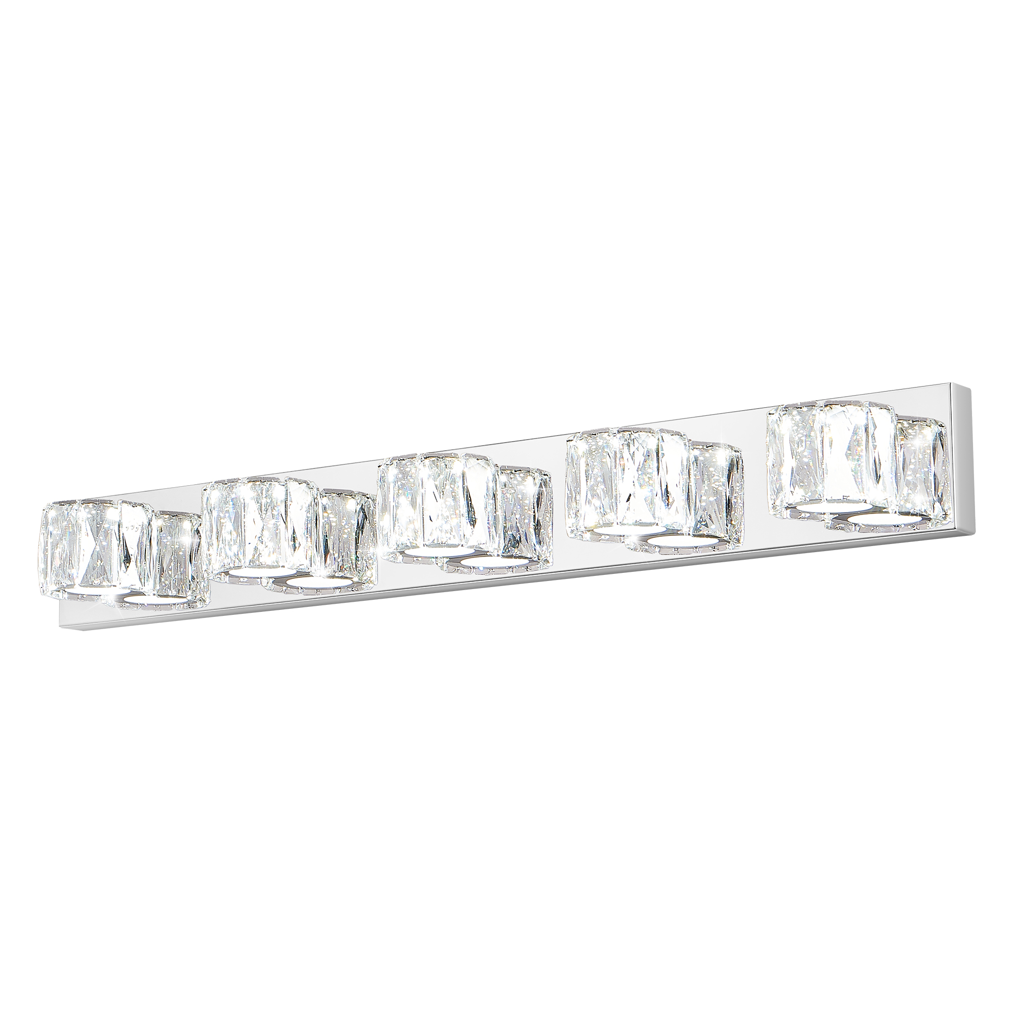 5 Lights Bathroom Crystal Modern Vanity Light 34.6in Vanity Lights for Bathroom - Dimmable LED Over Mirror Cool White Light Bath Light Fixtures Chrome