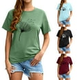 thumbnail image 3 of Xuanfei Women Dandelion Graphic Print Round Neck Short Sleeve Summer T-Shirt, 3 of 7