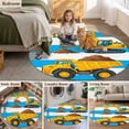 thumbnail image 6 of 3ft Washable Round Rug, Cartoon Engineering Non-Slip Circle Area Rug for Bedroom Bedside, Dig Hooks Carload Excavator Blue Stripes Soft Indoor Floor Mat for Home Decor, 6 of 9