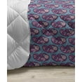 thumbnail image 3 of Oriental Down Alternative Comforter, Floral Theme Hand Drawn Lilies in Bluish Paisley Pattern on Plain Background, Microfiber Quilt for All Season, 5 Sizes, Dark Teal Ivory, by Ambesonne, 3 of 3