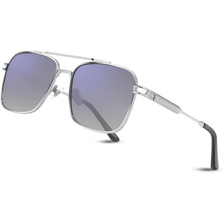 FEISEDY Retro Square Aviator Sunglasses for Men Women Vintage 70s Pilot Shades Classic Metal Frame B2845