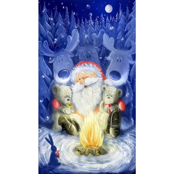 Diamond Drill Snow Santa Claus 5D Kits de pintura DIY Full Round Wall Art (B5845) Hugtrwg Para estrenar