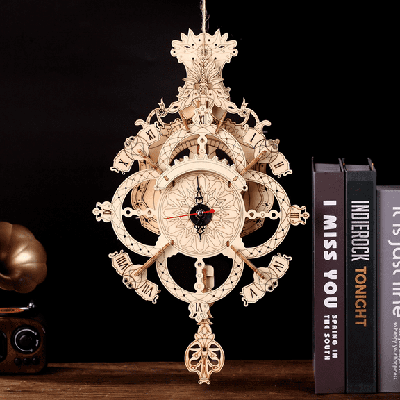 ZYLEGEN Pendulum Clock 3D Wooden Puzzles, DIY Model Building Kits for Adult as Home Decor Gift（SZ-1）