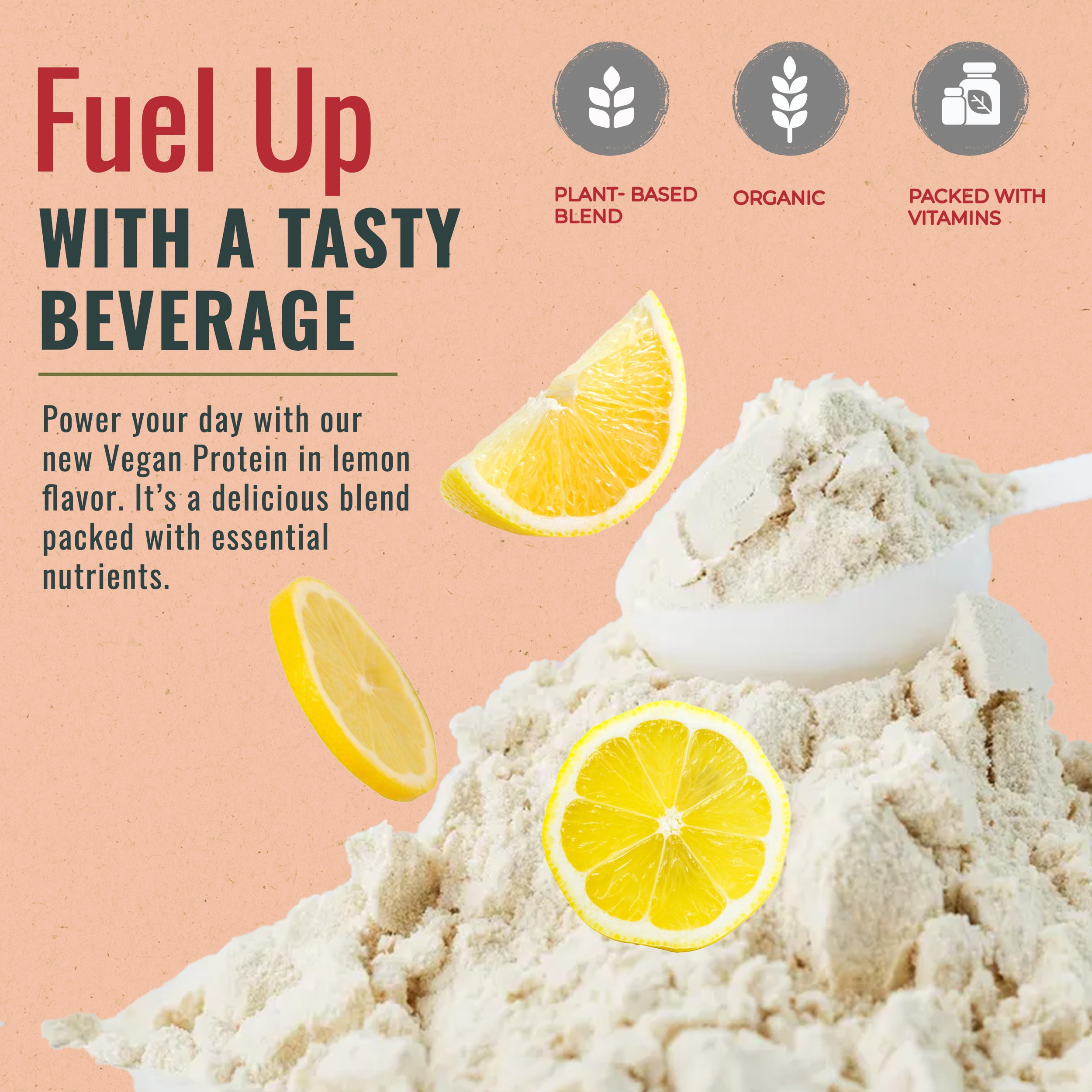 Zenbodi Fuel Vegan Protein Powder Lemon - 20g of Protein Each Serving, Delicious Plant-Based Blend for Muscle Growth, Crafted from Pea, with Vegan D3, No Artificial Flavors, Gluten-Free