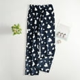 thumbnail image 2 of Women Pajama Pants Plush Sleep Pants Soft Elastic Waist Pajama Bottoms Patterned Pants With 2 Pockets for Comfortable Sleep and Lounge,Dark Blue,S, 2 of 7