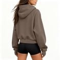 thumbnail image 5 of Vivianyo HD Women's Half‑Zip Cropped Hooded Sweatshirt, Kangaroo‑Pocket Hoodies For Women, Long‑Sleeve Pullover Top for Fitness Sessions and Casual Errands, Sizes S-2XL, 5 of 9