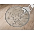 thumbnail image 5 of Maklaine Contemporary / Modern Gray Metal Round Dining Table with Glass Top, 5 of 5