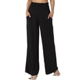 thumbnail image 1 of TheMogan Women's S~3X High Rise Smocked Elastic Waist Pull On Wide Leg Lounge Pants, 1 of 7