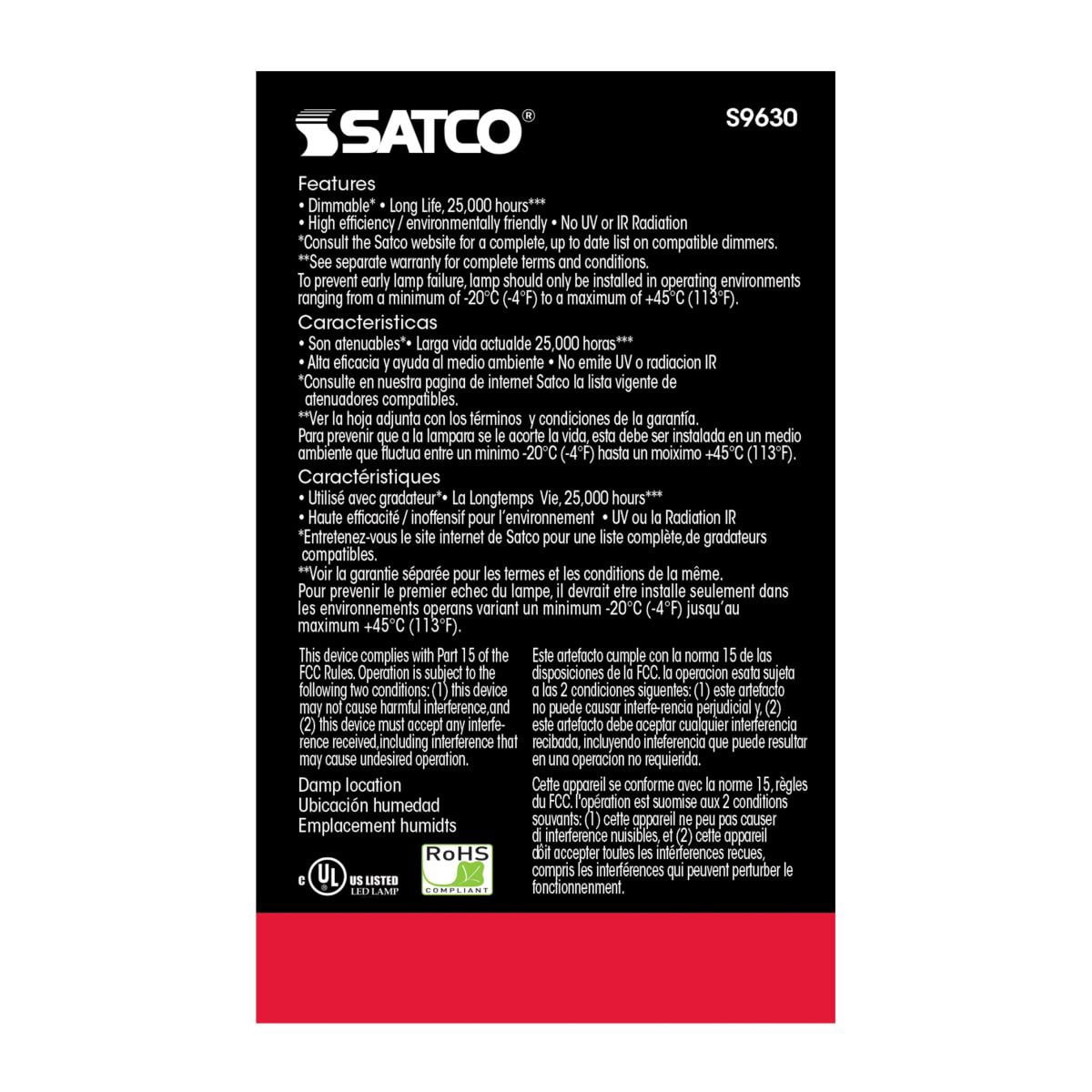 6 Pack - Satco S9630  6.5watt; LED Light Bulb; Medium Base; 120 Volts; Dimmable