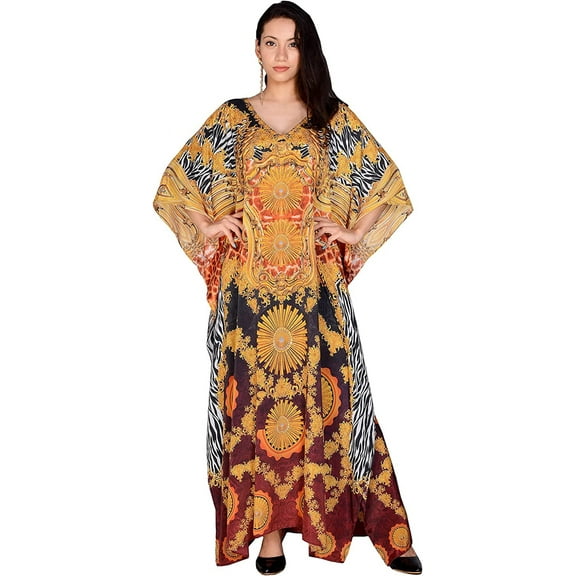 Long Kaftan Women's Designer Maxi Dress, Cover-Ups, Digital Printed Size- 60x54 inch