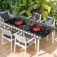 thumbnail image 2 of Merry Christmas Table Cloths for 6 Foot Rectangle Tables, Red Xmas Balls Snowflake Black Plaid Patio Waterproof Elastic Fitted Tablecloths, Washable Rectangular Table Cover for Camping, 2 of 8