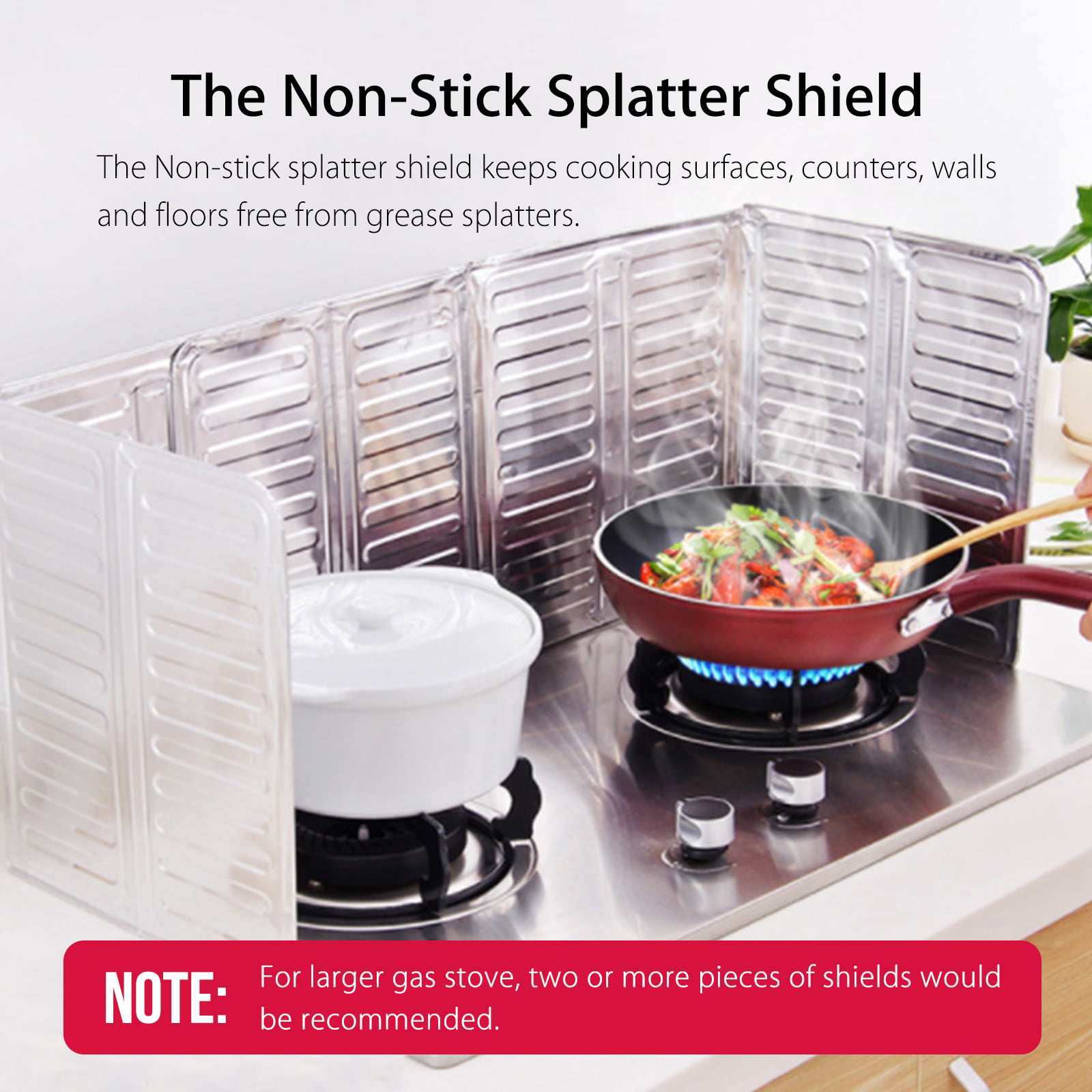 Logicstring Novelty Kitchen Aluminum Foil Cooking Frying Pan Oil Splash Screen Cover Anti Splatter Shield Guard Oil Divider 