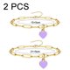 thumbnail image 2 of Pulseras y Tobilleras de Corazón de Acero Inoxidable para Hombre Mujer, Pulsera 15+5cm, Tobillera 21+5cm Ajustable, 2 of 6