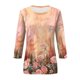 thumbnail image 5 of Camisas de manga 3/4 para mujer Camisetas gráficas con estampado lindo Blusas Casual Tallas grandes Tops básicos Jersey rosa / XL, 5 of 5