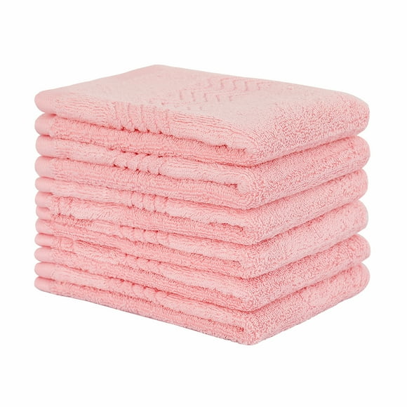 Toallas de baño ultra suaves y absorbentes de 6 piezas 100% algodón de felpa (13.4 x 13.4 pulgadas, rosa melocotón) Unique Bargains Toalla