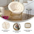 thumbnail image 4 of Emma + Oliver 38" Oversize Portable Faux Fur Folding Saucer Moon Chair for Dorm and Bedroom, Ivory Sherpa/Soft Gold Frame, 4 of 14