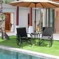 thumbnail image 3 of Patiojoy Patio Double Rocking Chair Outdoor 2-Seat Swing Glider Chair W/ Center Table & Umbrella Hole Black, 3 of 10