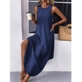 thumbnail image 3 of Vestido Zeagoo, casual, de verano, sin mangas, para playa, azul marino, 3 of 6